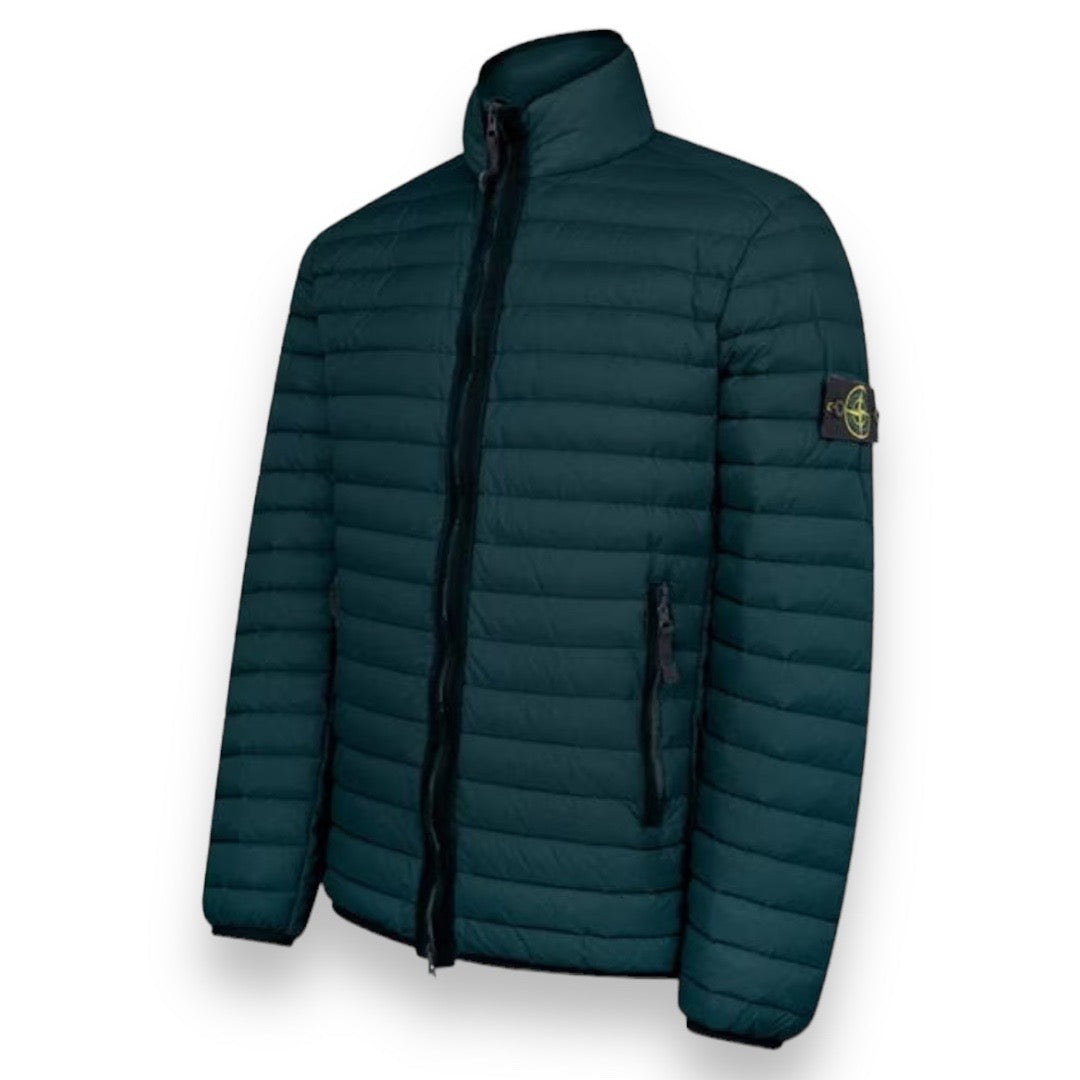 STONE ISLAND LOOM WOVEN PUFFER JACKET PETROL GREEN