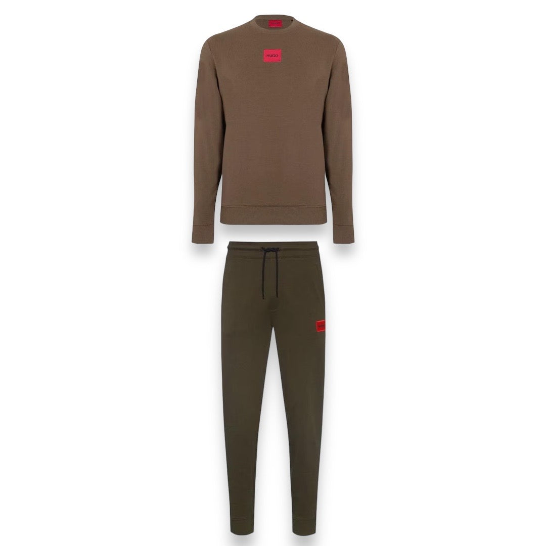 HUGO BOSS HUGO RED PATCH FULL TRACKSUIT KHAKI GREEN