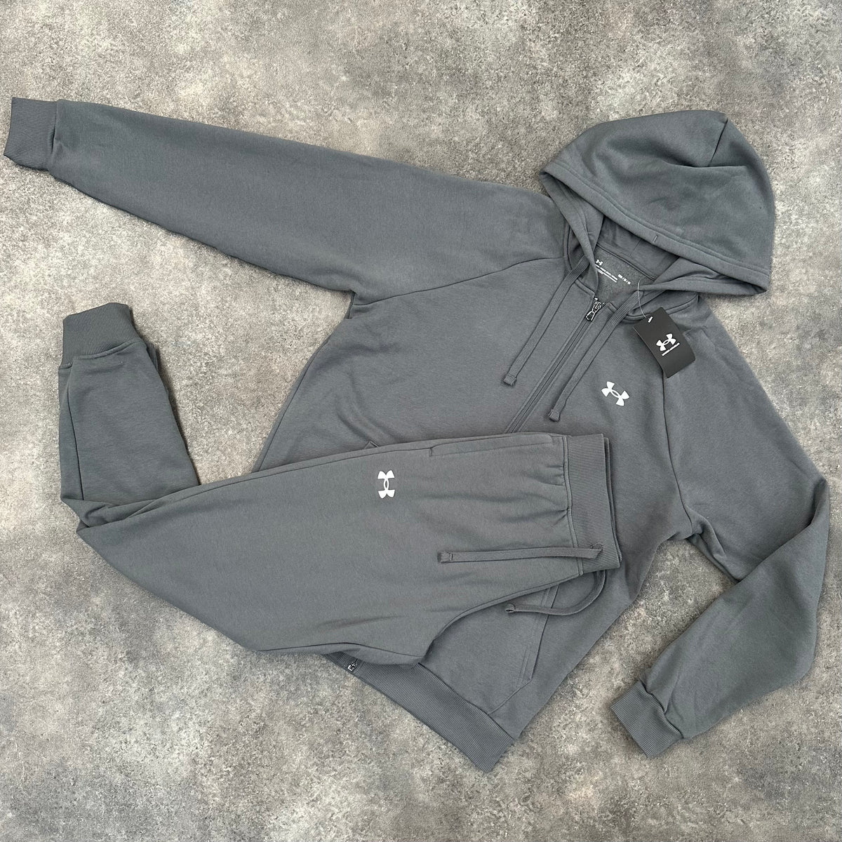 UNDER ARMOUR UA ZIP UP HOODED FULL TRACKSUIT SLATE GREY
