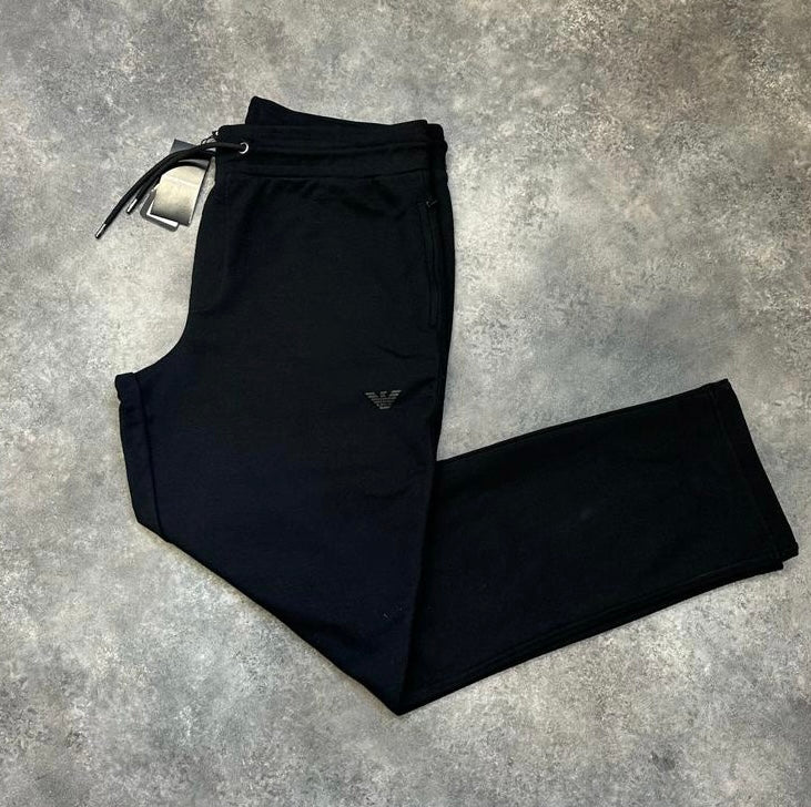 ARMANI JOGGERS EA LOGO BLACK STRAIGHT LEG