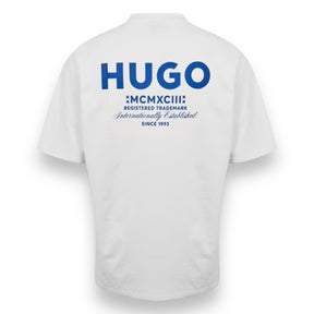 HUGO BOSS HUGO SMALL LOGO T-SHIRT & JERSEY SHORTS SET WHITE & ROYAL BLUE