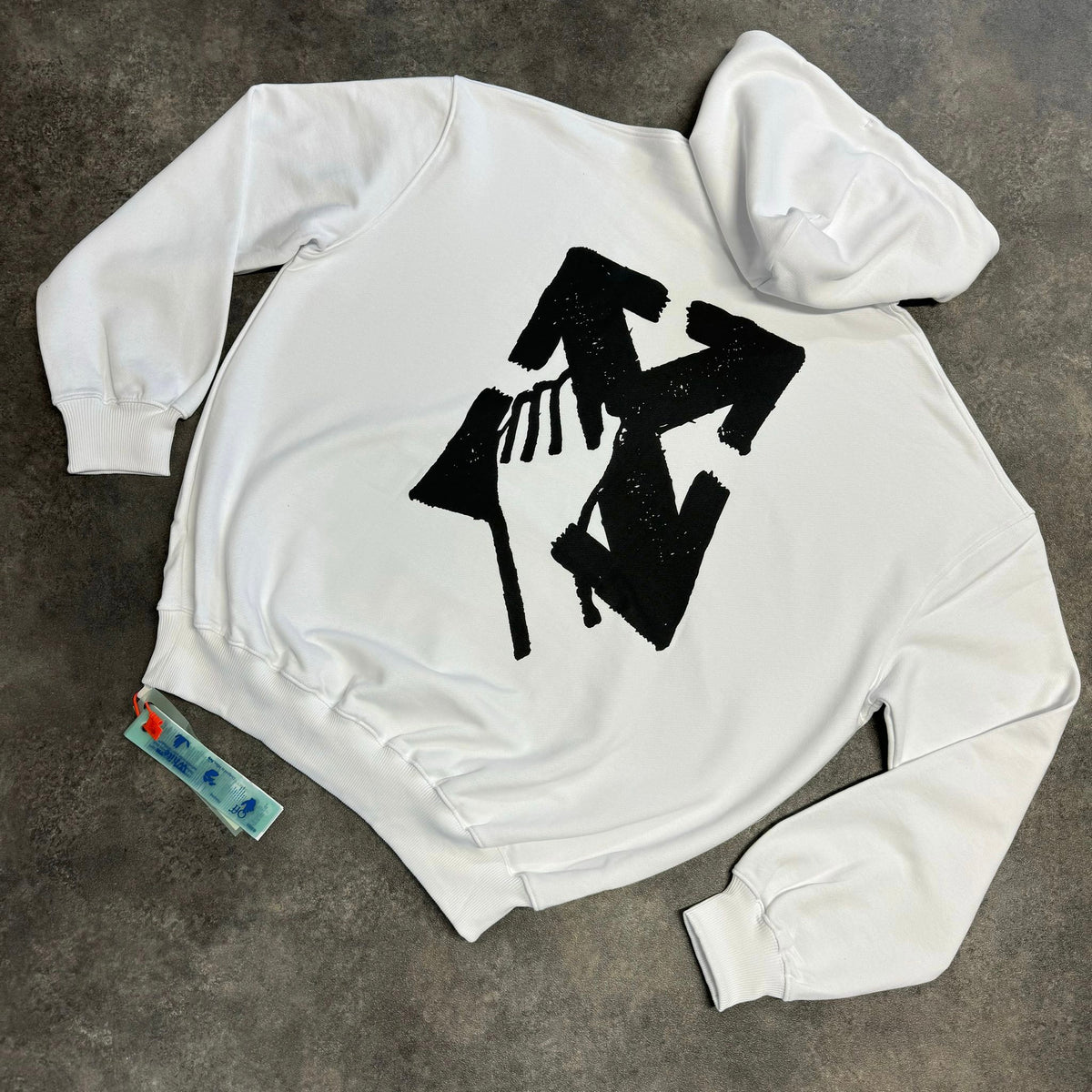 OFF WHITE HAND ARROW OTTH HOODIE WHITE (OVERSIZED GO SIZE DOWN FOR SLIMMER FIT)