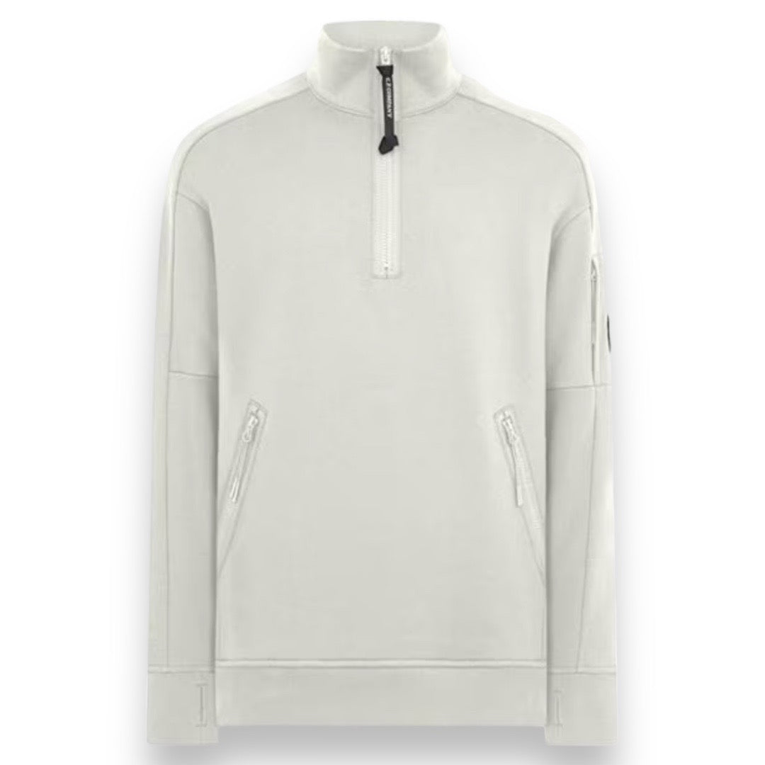 CP COMPANY 1/4 ZIP FUNNEL NECK SWEATSHIRT WHITE