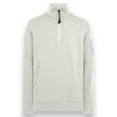 CP COMPANY 1/4 ZIP FUNNEL NECK SWEATSHIRT WHITE