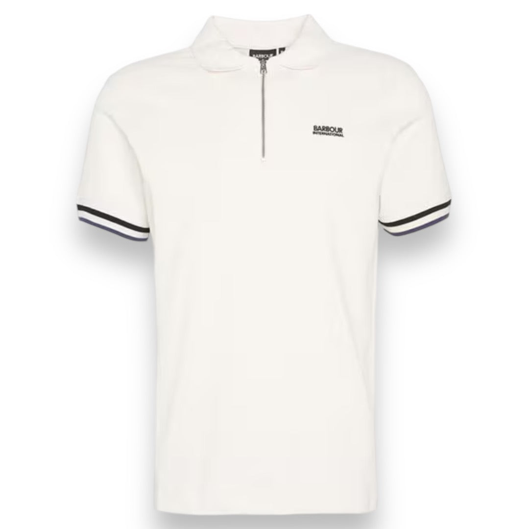 BARBOUR INTERNATIONAL ZIPPED POLO SHIRT WHITE