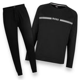 HUGO BOSS AUTH FULL TRACKSUIT SWEATSHIRT & JOGGERS BLACK / GREY / WHITE