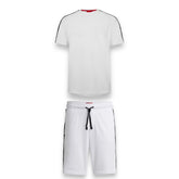 HUGO BOSS HUGO TAPE LOGO T-SHIRT & JERSEY SHORTS SET WHITE