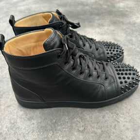 LOUBOUTIN FRONT SPIKE HI TOP TRAINERS BLACK *USED*