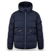 STONE ISLAND HOODED DD PUFFER JACKET NAVY BLUE