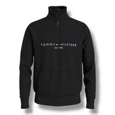 TOMMY HILFIGER MIDDLE LOGO 1/4 ZIP SWEATSHIRT BLACK