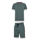 HUGO BOSS HUGO TAPE LOGO T-SHIRT & JERSEY SHORTS SET GREEN