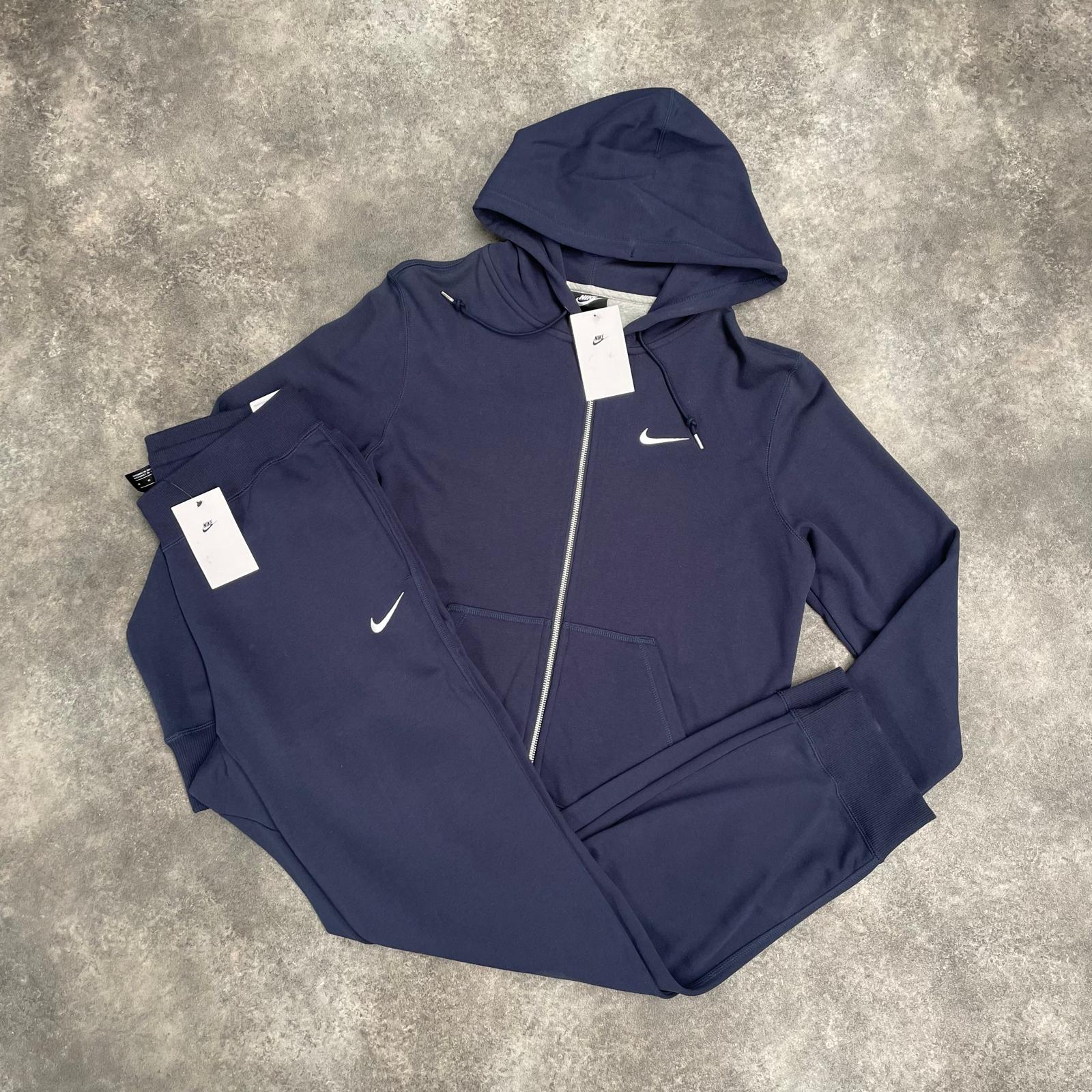 NIKE FULL ZIP UP HOODED TRACKSUIT NAVY BLUE