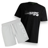 HUGO BOSS FADE LOGO & VERTI SWIM SHORTS SET BLACK & GREY