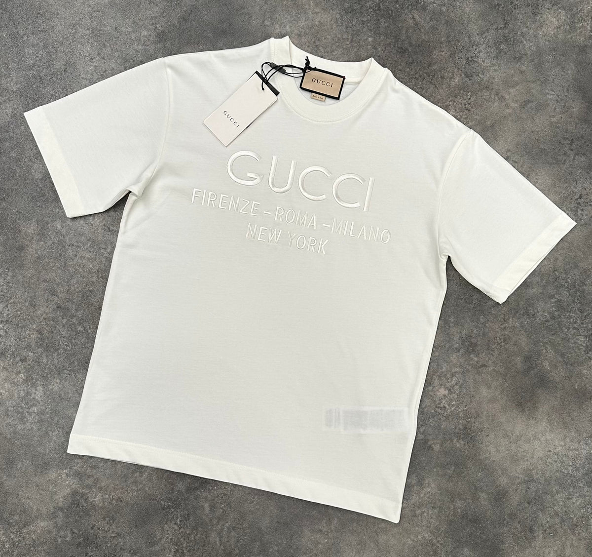 GUCCI EMBROIDERED LOGO T SHIRT WHITE