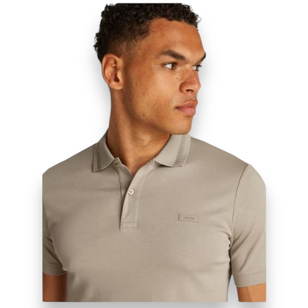 CALVIN KLEIN LIQUID TOUCH POLO SHIRT BEIGE