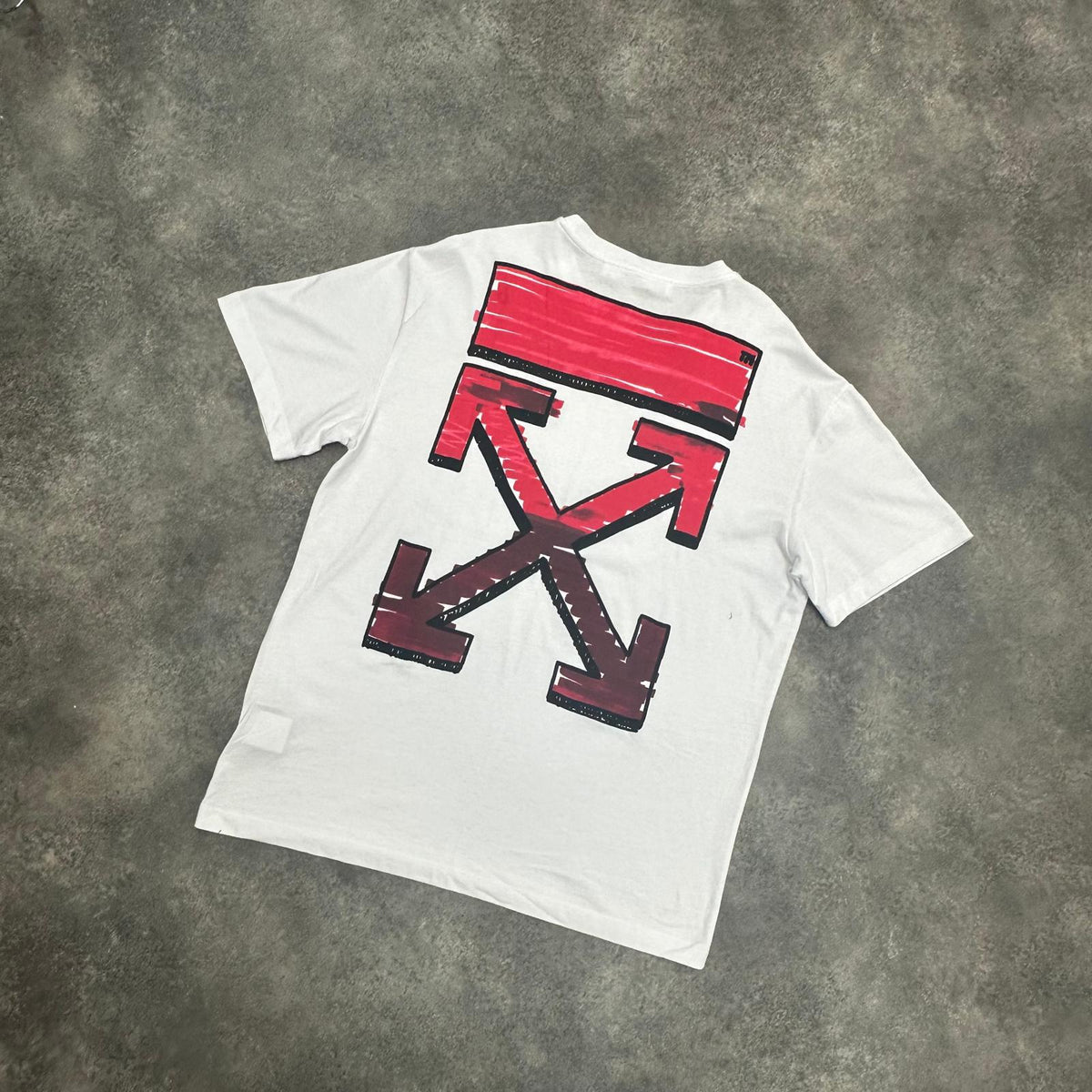 OFF WHITE RED MARKER LOGO ARROWS T-SHIRT WHITE