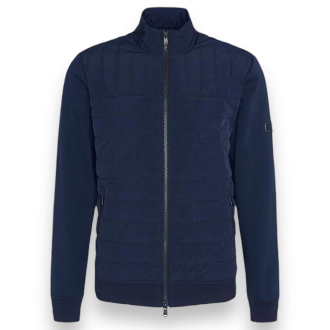 BARBOUR INTERNATIONAL COUNT QUILTED SWEATSHIRT TRACK JACKET NAVY BLUE