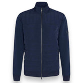 BARBOUR INTERNATIONAL COUNT QUILTED SWEATSHIRT TRACK JACKET NAVY BLUE