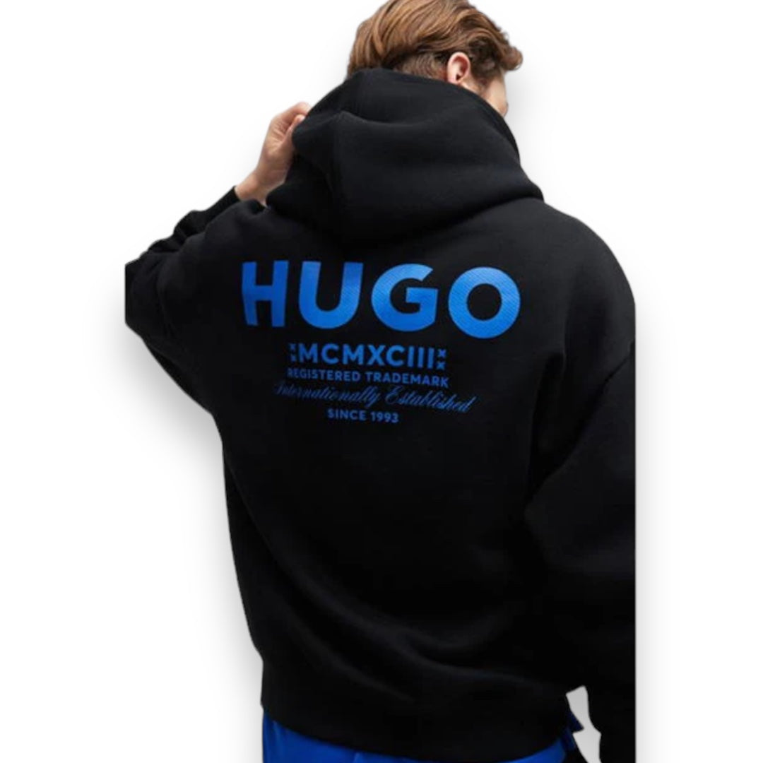 HUGO GRAFFITI LOGO OTTH HOODIE & JERSEY SHORTS SET BLACK