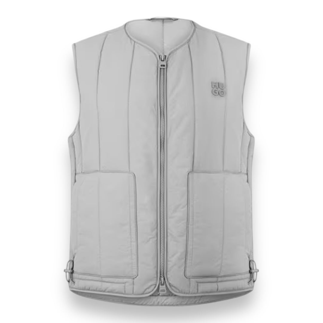 HUGO STACKED LOGO QUILTED GILET GREY