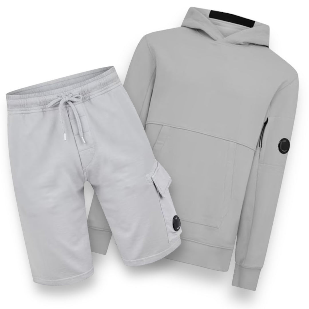 CP COMPANY OTTH HOODIE & JERSEY SHORTS SET GREY