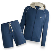 BOSS MIX SET ZIP UP HOODED TRACK TOP - SHORTS TRACKSUIT BLUE