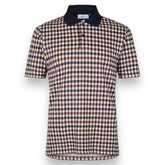 AQUASCUTUM CHECK ALL OVER POLO SHIRT BROWN