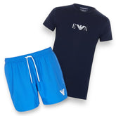 ARMANI T-SHIRT & SWIM SHORTS SET NAVY & ROYAL BLUE