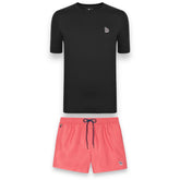 PAUL SMITH SMALL ZEBRA T-SHIRT & SWIM SHORTS SET BLACK / PINK