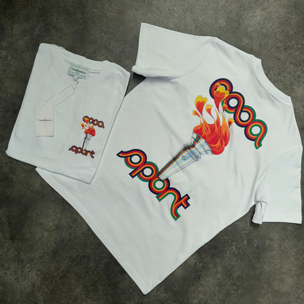 CASABLANCA CASA SPORT FLAME LOGO T SHIRT WHITE