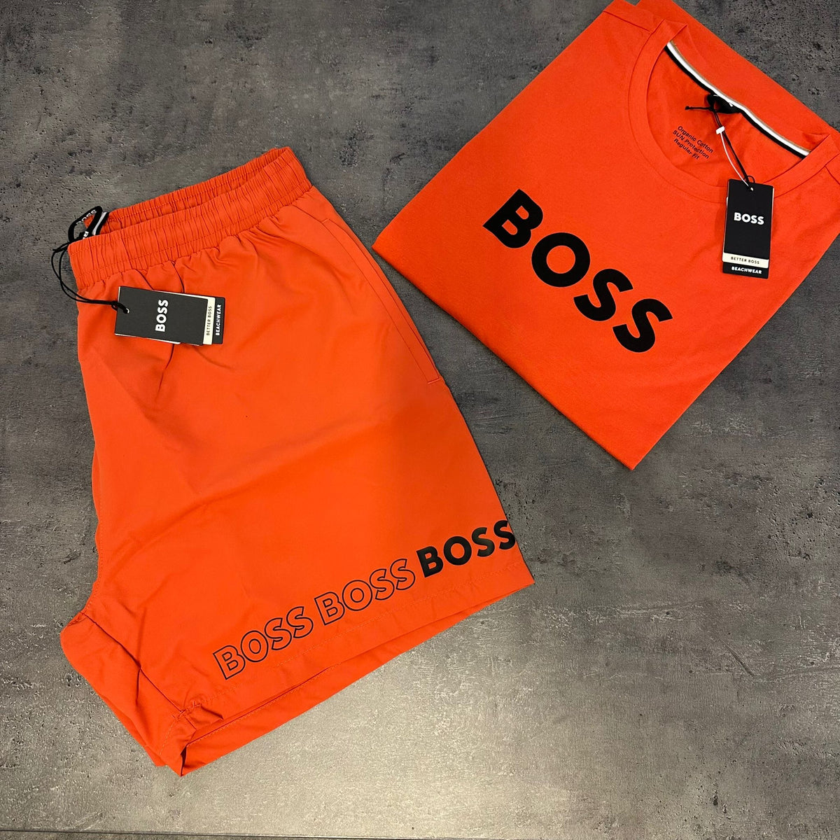 Orange hugo sale boss swim shorts