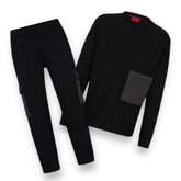 HUGO BOSS HUGO BIG POCKET FULL TRACKSUIT SWEATSHIRT & CARGO STYLE JOGGERS BLACK