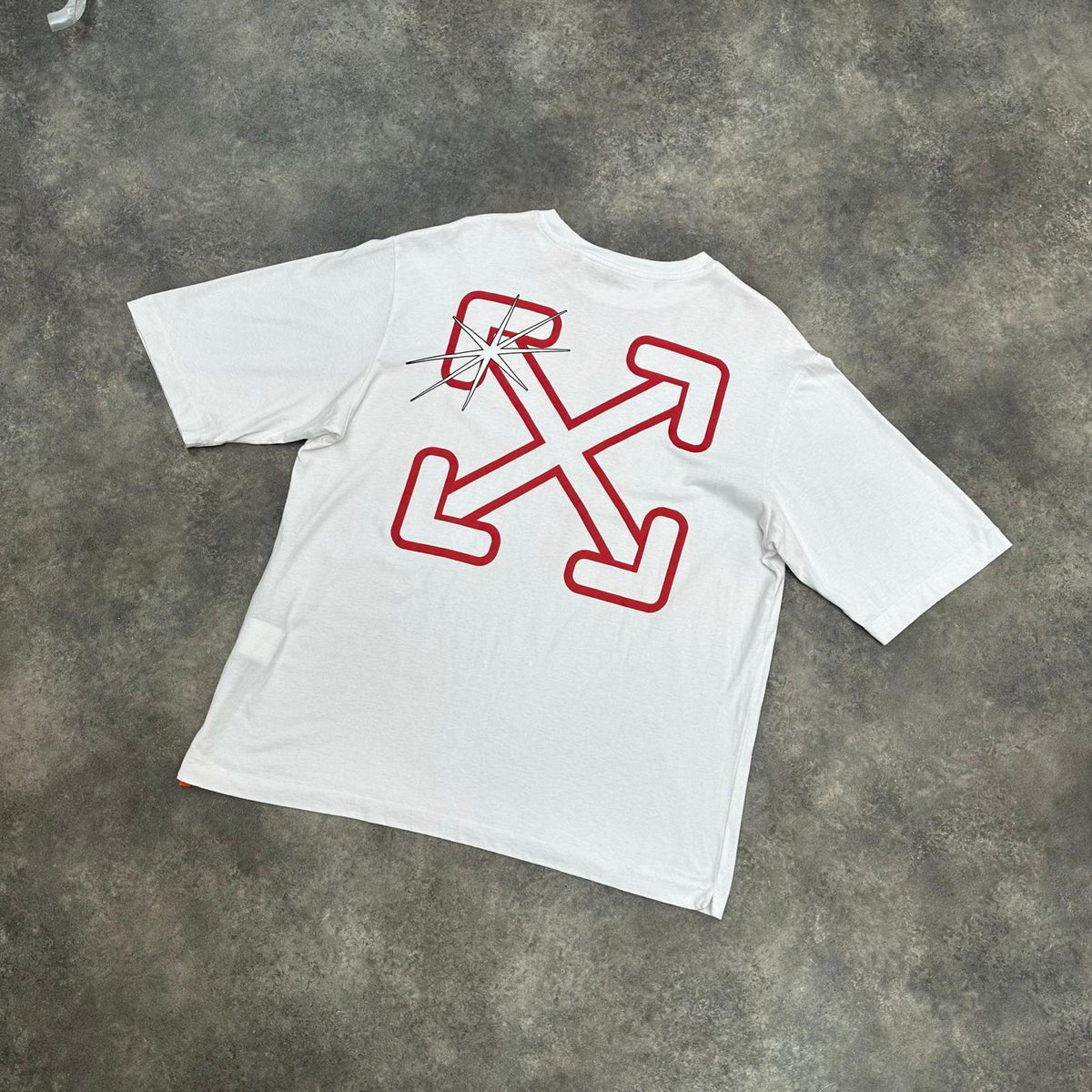 OFF WHITE RED SKATE LOGO ARROWS T-SHIRT WHITE