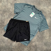 NIKE DRI FIT RUNNING GYM KIT GREY BLACK