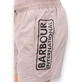 BARBOUR INTERNATIONAL SMALL LOGO T-SHIRT & SWIM SHORTS SET WHITE & PINK