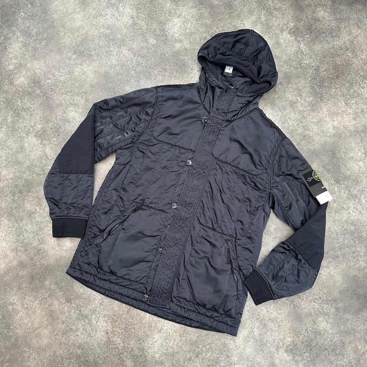 STONE ISLAND HOODED MICRO NYLON RASO QUILTED JACKET NAVY BLUE *SALE*