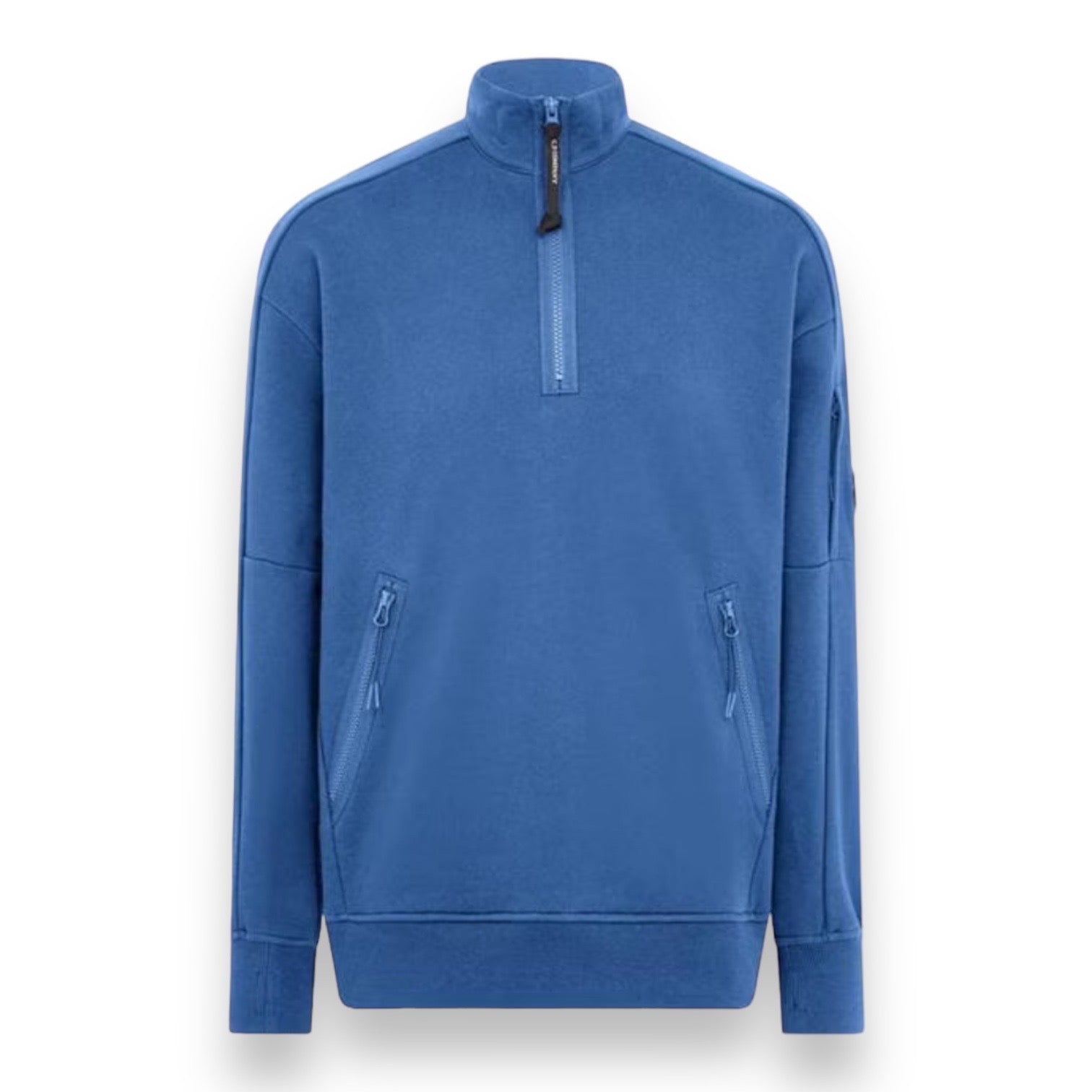 CP COMPANY 1/4 ZIP FUNNEL NECK SWEATSHIRT RIVIERA BLUE