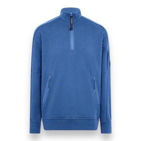 CP COMPANY 1/4 ZIP FUNNEL NECK SWEATSHIRT RIVIERA BLUE