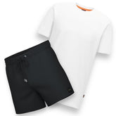 HUGO BOSS PATCH LOGO T-SHIRT & SWIM SHORTS SET BRIGHT WHITE & BLACK