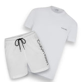 CALVIN KLEIN T-SHIRT & SWIM SHORTS SET WHITE