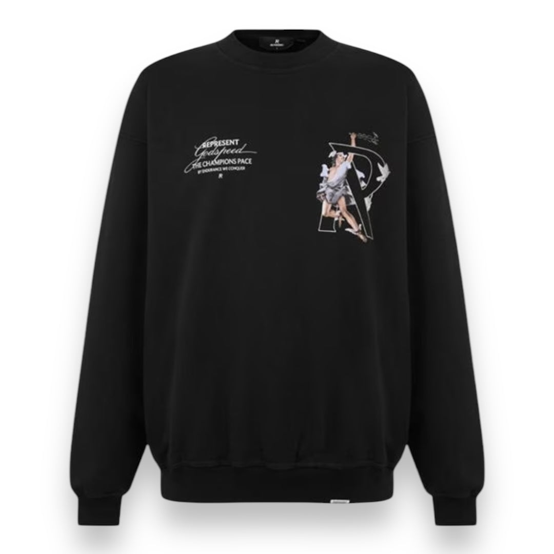 REPRESENT HERMES CREW NECK SWEATSHIRT BLACK