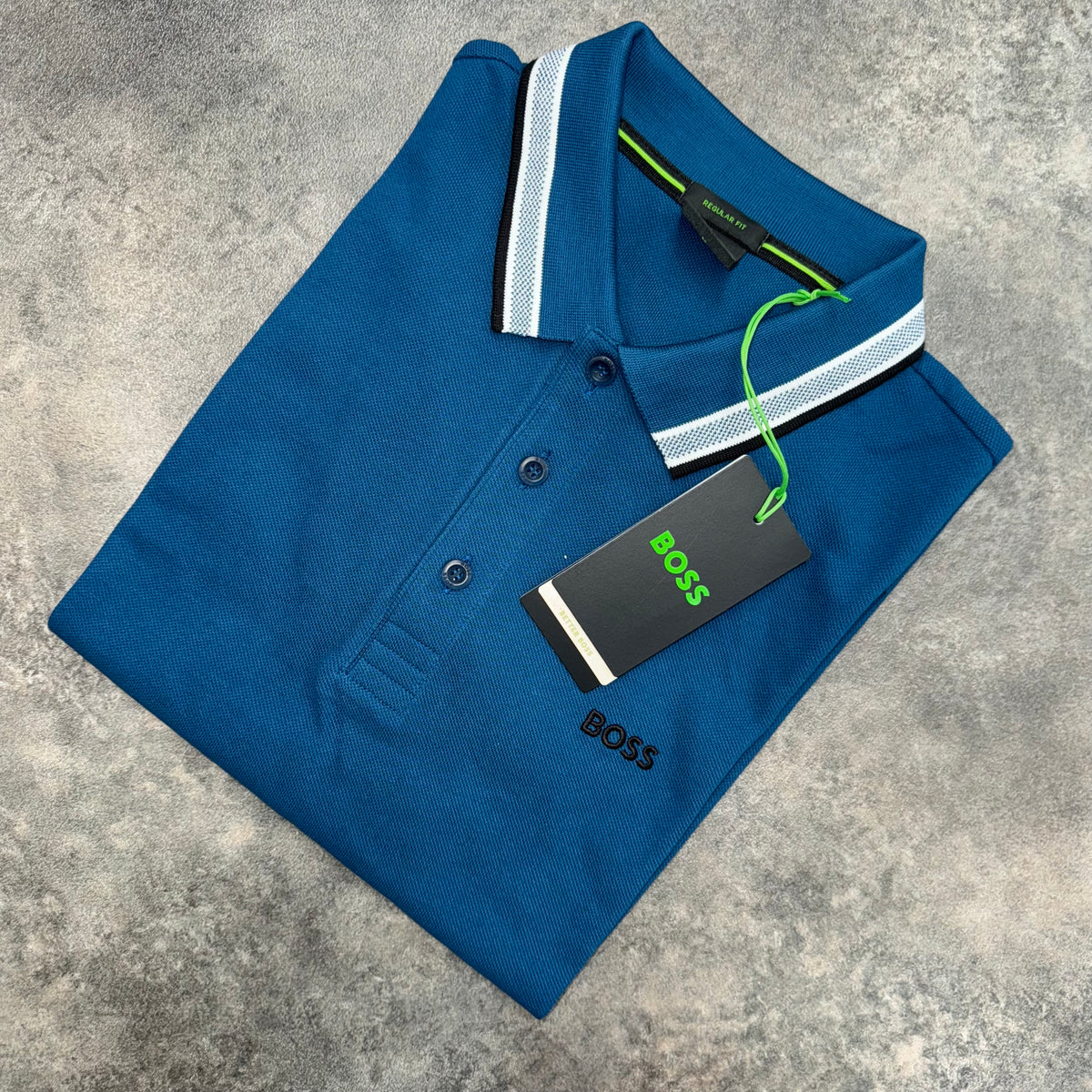 HUGO BOSS PAD POLO SHIRT TEAL BLUE