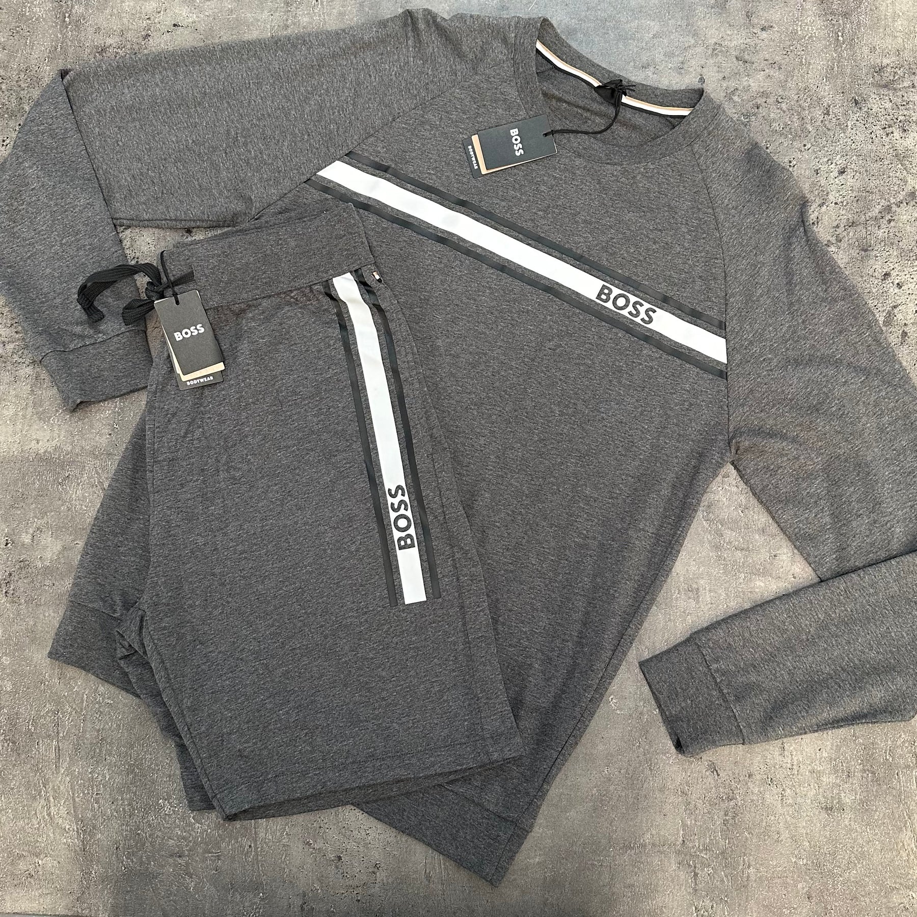 HUGO BOSS SWEATSHIRT & SHORTS COMBO CHARCOAL GREY *SALE*