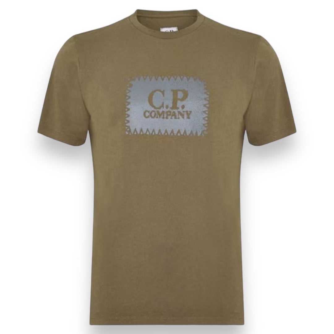 CP COMPANY STAMP PRINT T-SHIRT KHAKI GREEN