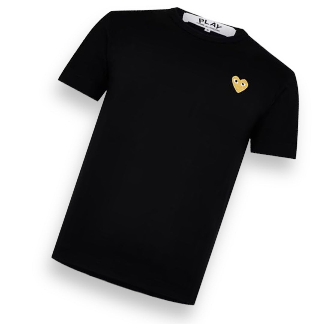 COMME DES GARÇONS PLAY T-SHIRT SMALL GOLD HEART BLACK