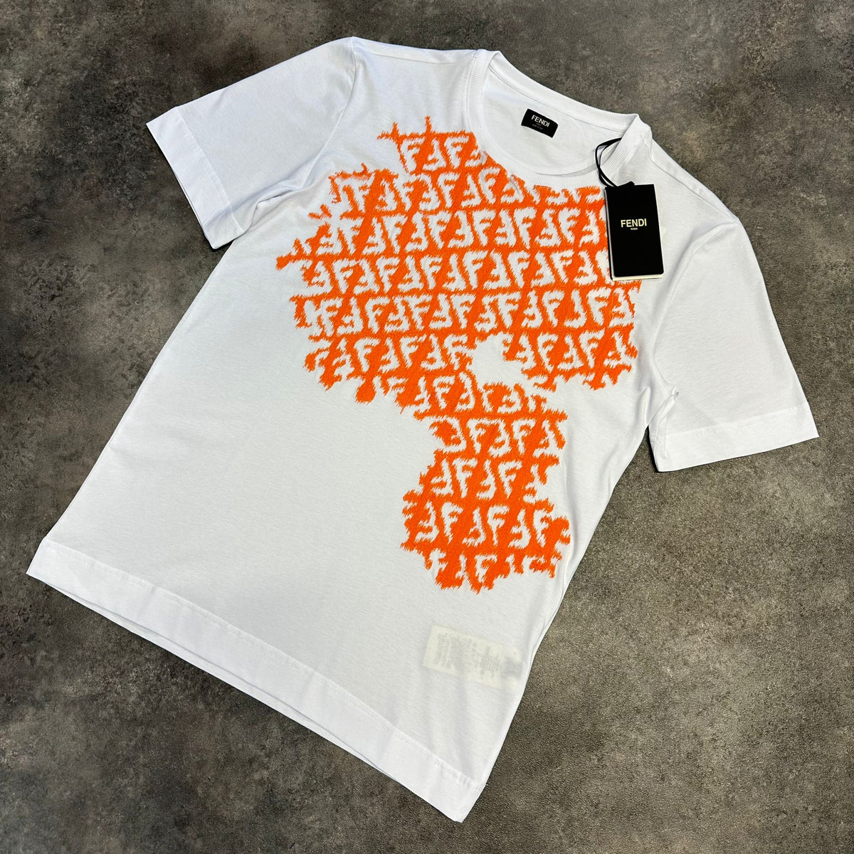 FENDI FF LOGO T-SHIRT WHITE & ORANGE