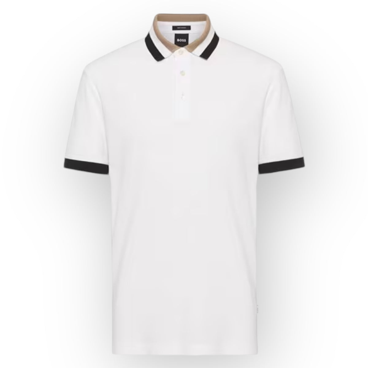 HUGO BOSS TRI COLOUR COLLAR POLO SHIRT WHITE