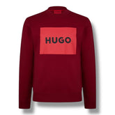 HUGO BOSS HUGO BIG RED PATCH LOGO CREWNECK SWEATSHIRT BURGUNDY