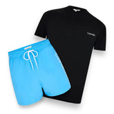 CALVIN KLEIN T-SHIRT & SWIM SHORTS SET BLACK & LIGHT BLUE