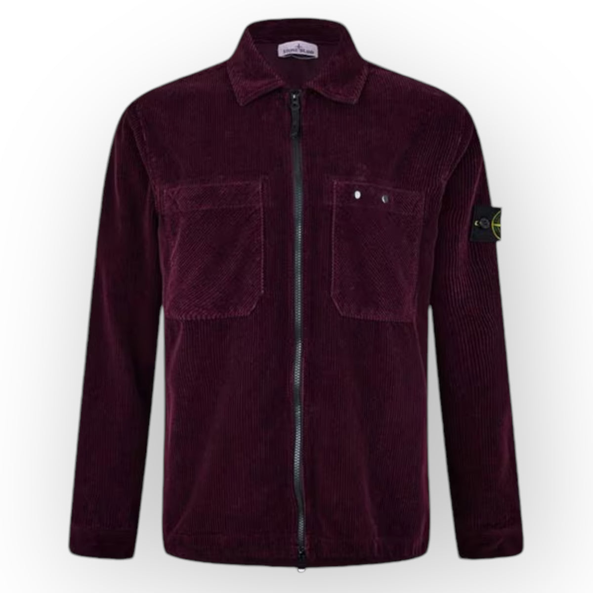 STONE ISLAND ZIP UP CORDUROY OVERSHIRT BURGUNDY